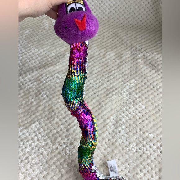 Reversible Sequins Snake Stuffed Animal - Picture 1 of 5